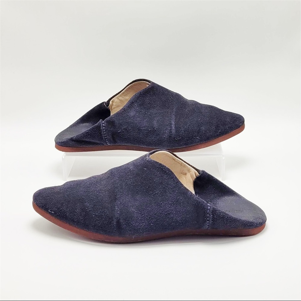 Carrie Forbes Babouche Flats in Navy Suede